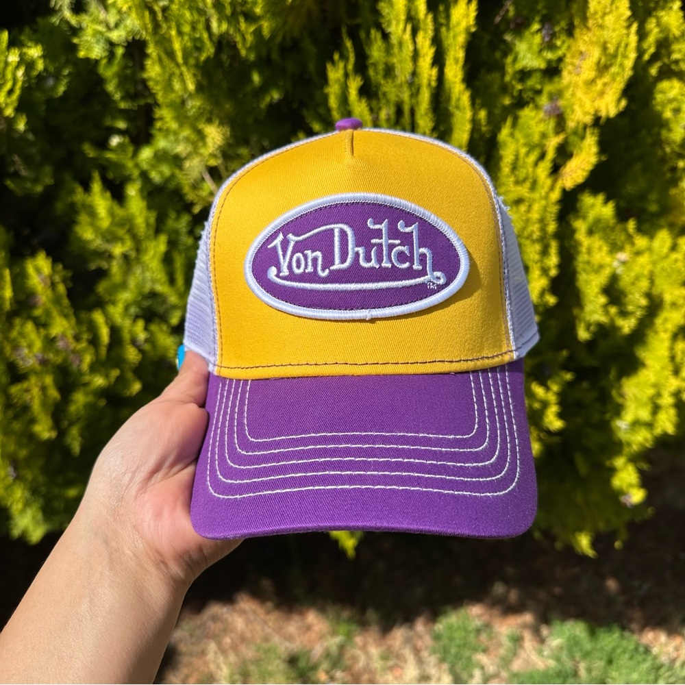Von Dutch Purple and Yellow Mesh Cap